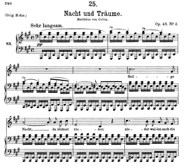 Nacht und Träume D.827 in A Major. Vol I. Peters F...