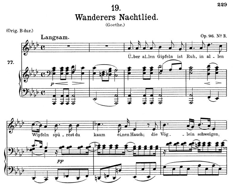 Wanderers Nachtlied II, D.768 in A-Flat Major "Übe...