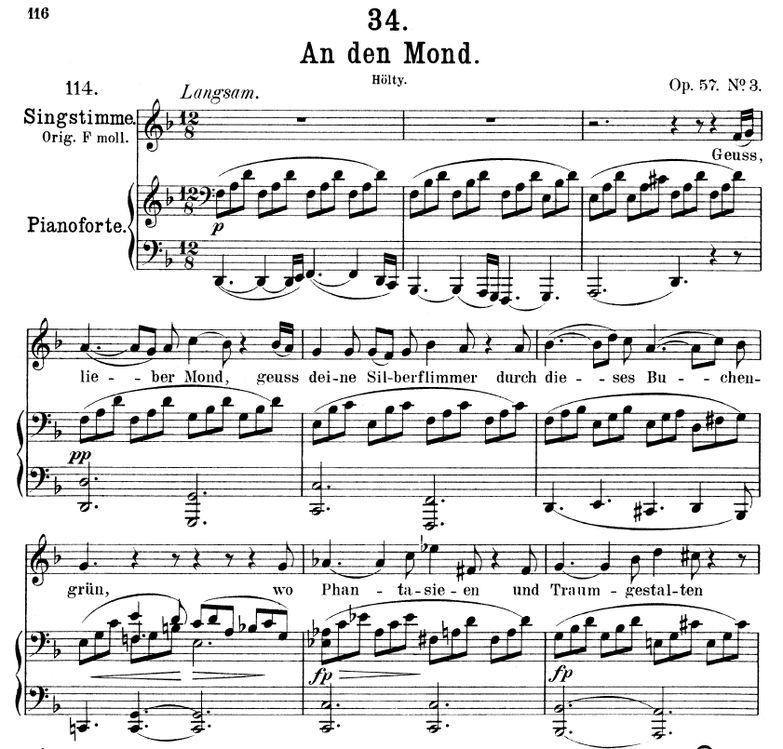 An den Mond D.193 in D Minor. F. Schubert. Vol II....