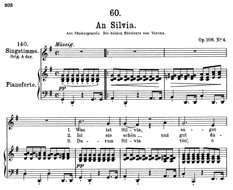 An Silvia D.891 in G Major. F. Schubert. Vol II. P...