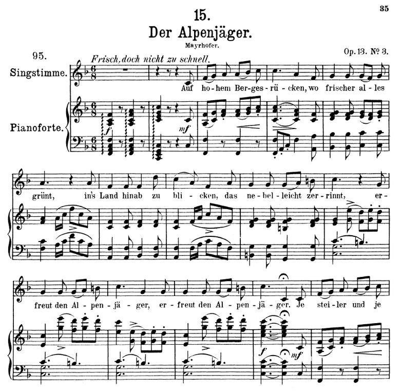 Der Alpenjäger D.524 in F Major. F. Schubert. Vol ...