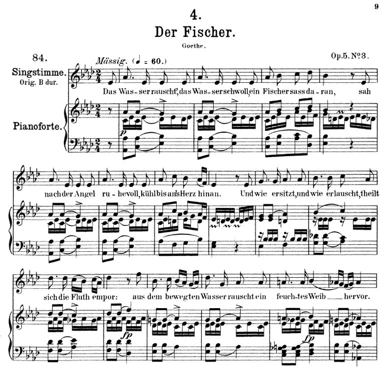 Der Fischer D.225 in A Flat Major, F. Schubert. Vo...