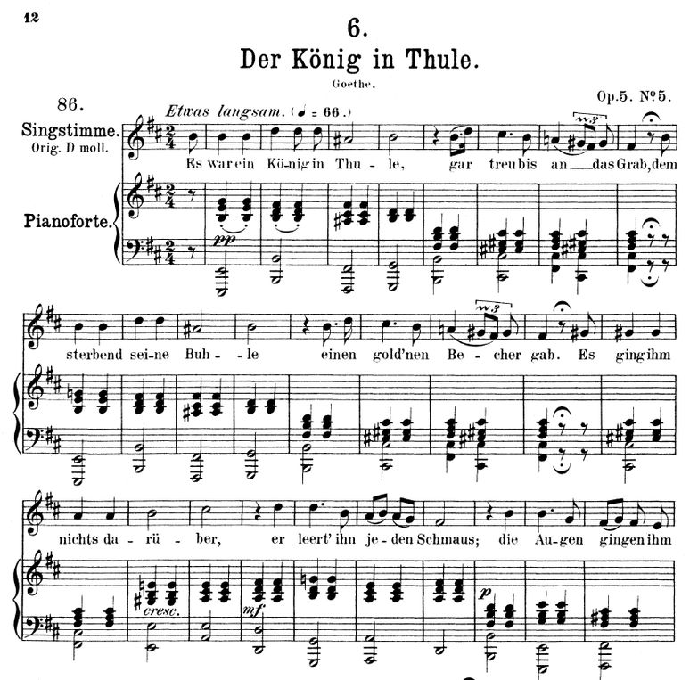 Der könig in Thule D.367 in B Minor, F. Schubert. ...