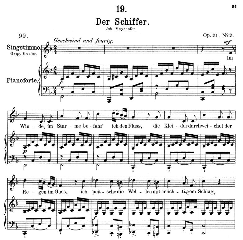 Der Schiffer D.536 in F Major, F. Schubert. Vol II...