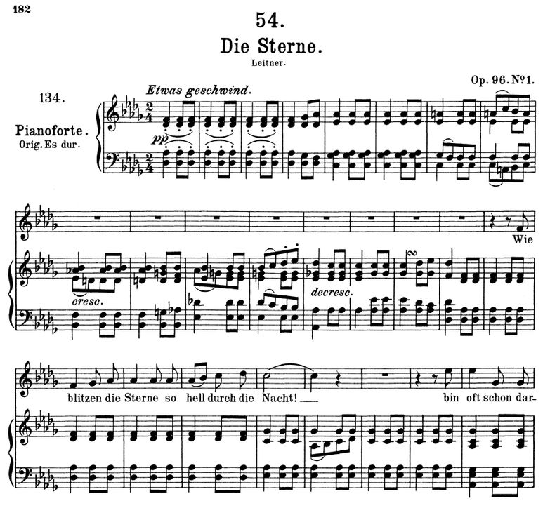 Die Sterne D.939 in D Flat Major, F. Schubert. Vol...
