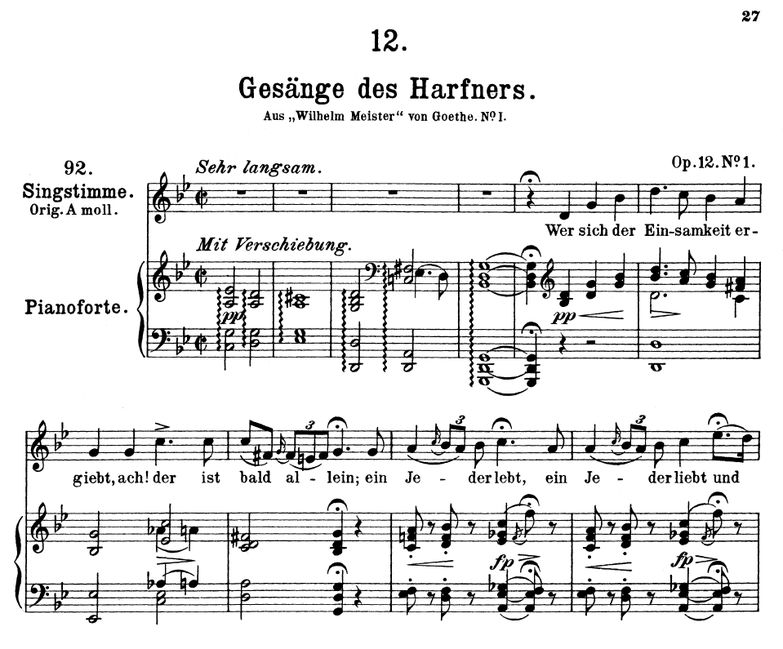 Gesänge des Harfners D.478-1 in G Minor. F. Schube...