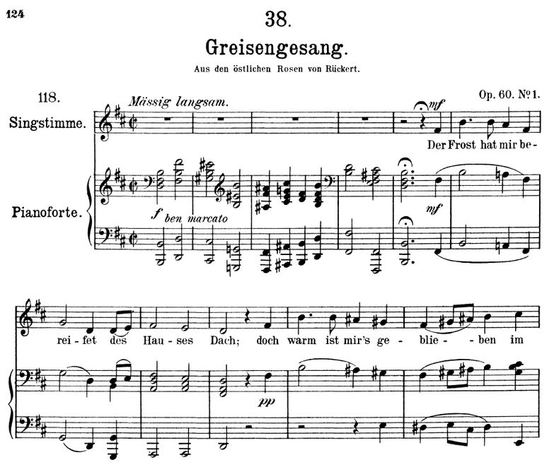 Greisengesang D.778 in B Minor. F. Schubert. Vol I...