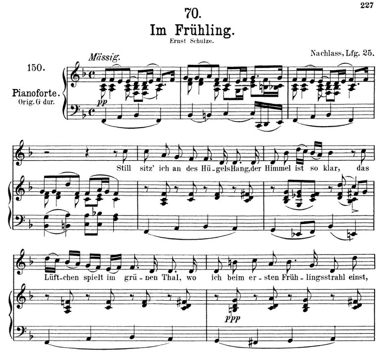 Im Frühling D.882 in F Major. F. Schubert. Vol II....
