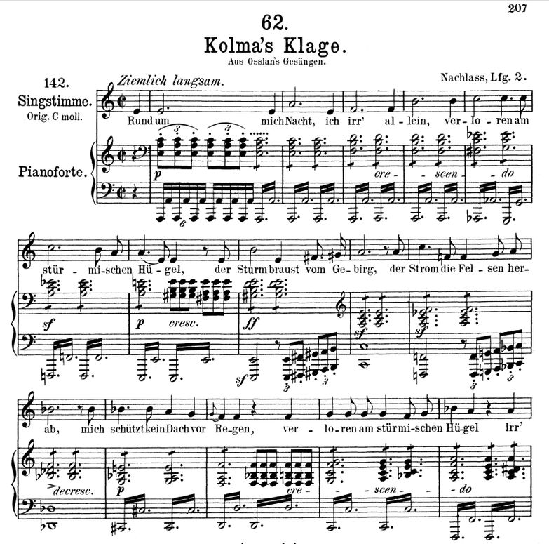 Kolma's Klage D.217 in A Minor. F. Schubert. Vol I...