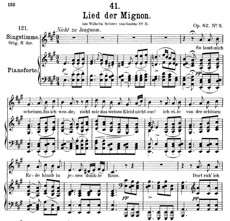 Lied der Mignon D.877-3 in A Major "So lasst mich ...