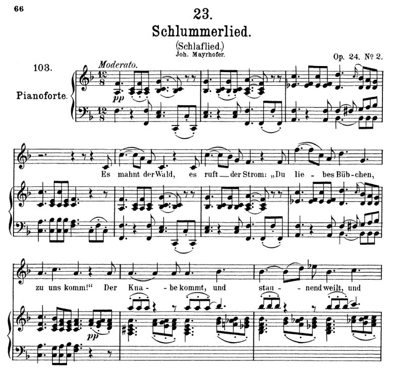 Schlaflied (Schlummerlied) D.527 "es mahnt der Wal...