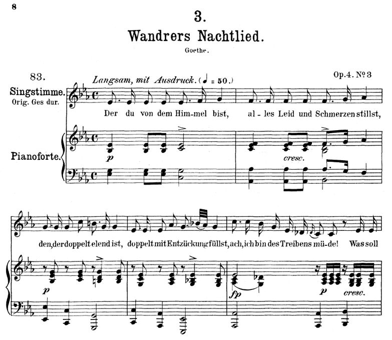 Wanderers Nachtlied I, D.224, "Der du von dem Himm...