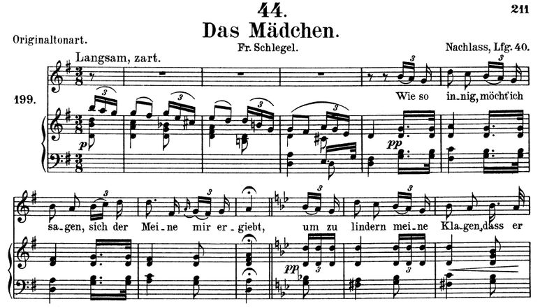 Das Mädchen D 652 in G Major. F. Schubert. Vol III...