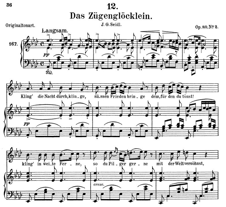 Das Zügenglocklein D.871 in A Flat Major. F. Schub...