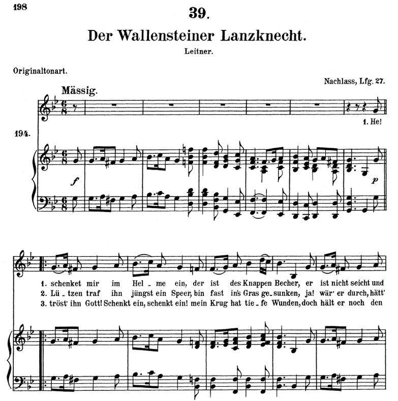 Der wallensteiner Lanzknecht D.931 in G Minor. F. ...