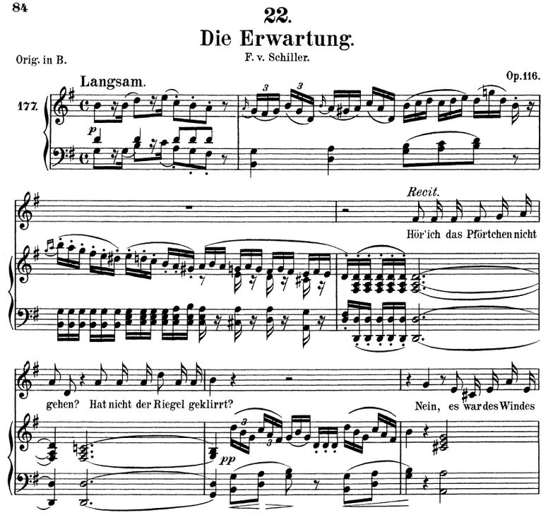 Die Erwartung D.159 in G Major. F. Schubert. Vol I...