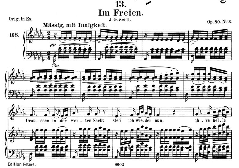 Im Freien D.880 in D Flat Major.  F. Schubert. Vol...