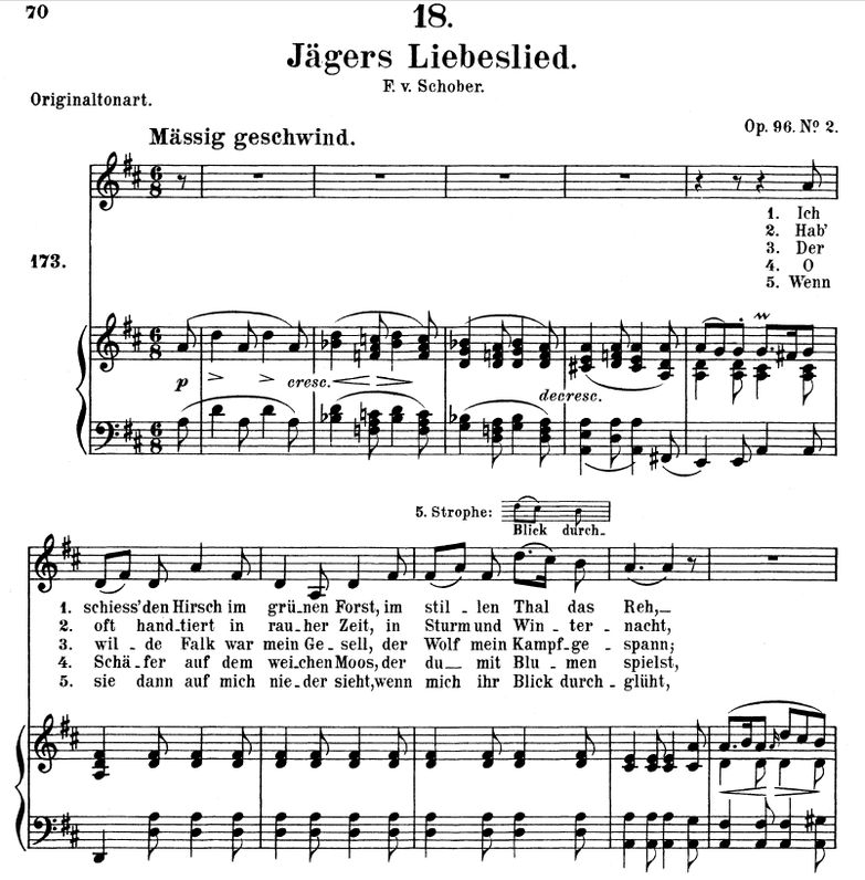 Jägers Liebeslied D.909 in D Major.  F. Schubert. ...