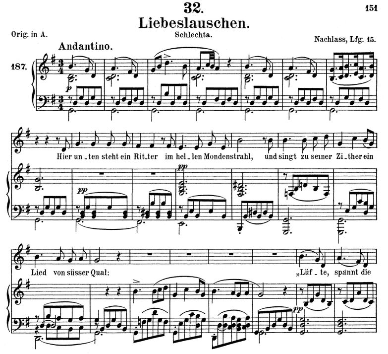 Liebeslauschen D.698 in G Major.  F. Schubert. Vol...