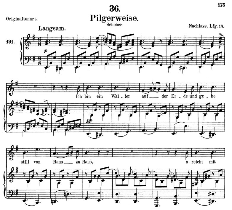 Pilgerweise D.789 in E Minor.  F. Schubert. Vol II...