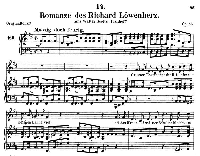 Romanze des Richard Löwenherz D.907 in B Minor.  F...