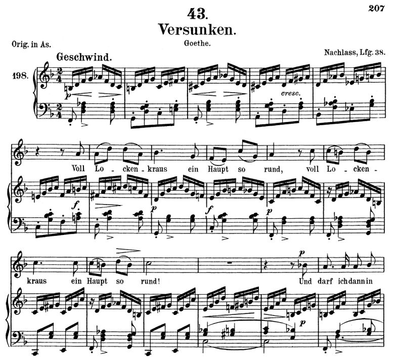 Versunken D.715 in F Major. F. Schubert. Vol III. ...