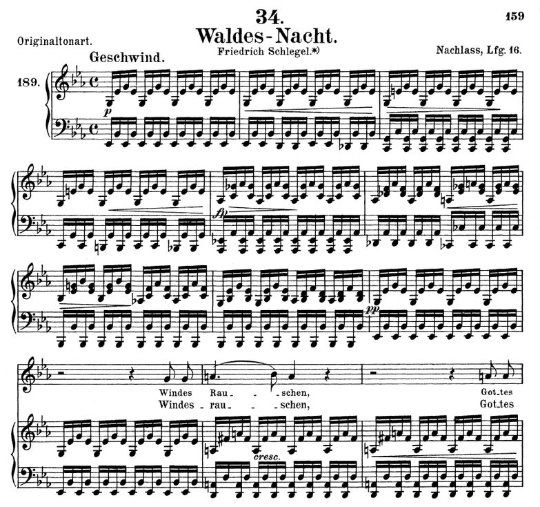 Waldes Nacht D.708 in E Flat Major. F. Schubert. V...
