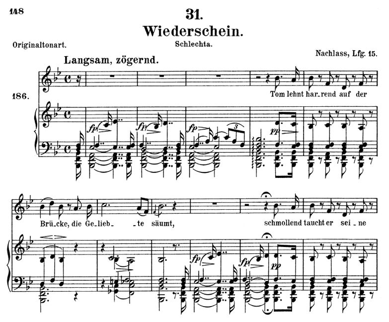 Wiederschein D.639 in B Major. F. Schubert. Vol II...