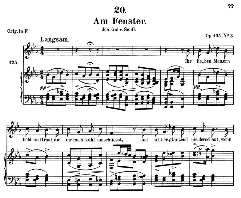 Am Fenster D.878 in E Flat Major. F. Schubert. Vol...