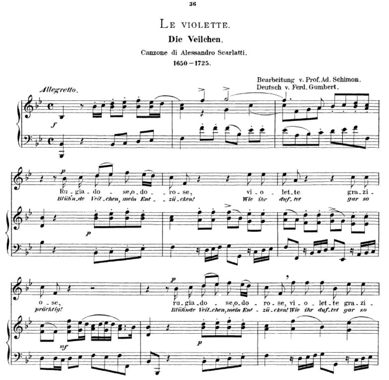 Le violette, Hohe Stimme in B Dur,A. Scarlatti. Fü...