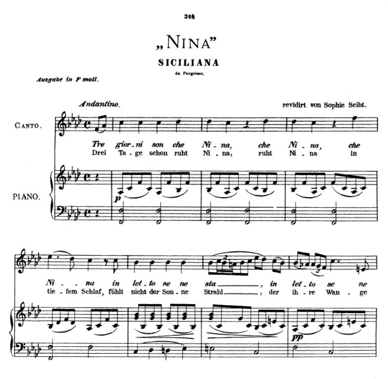 Nina ,Mittlere Stimme in F-Moll, G. B. Pergolesi. ...