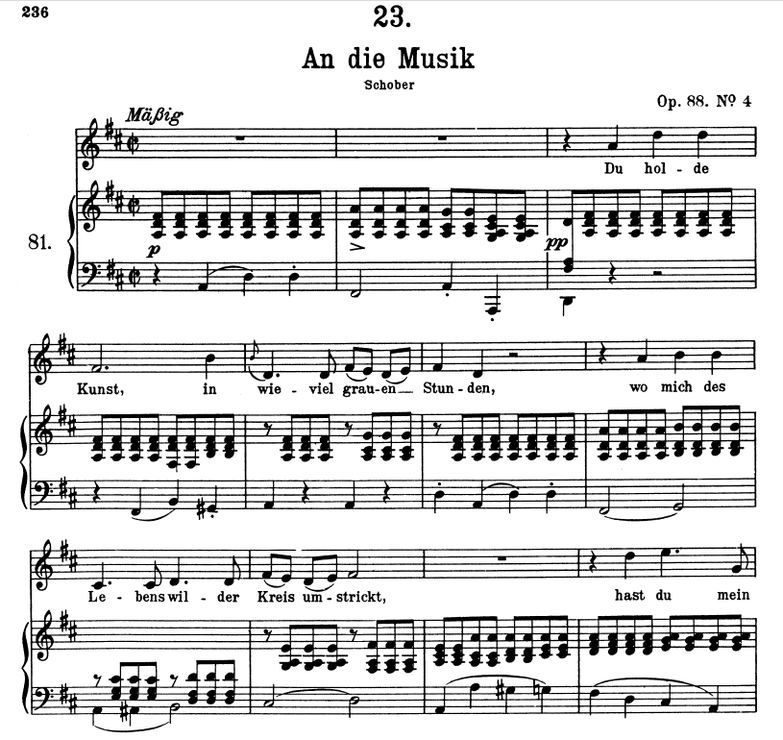 An die Musik D.547, D Dur, F. Schubert. Band I. Pe...