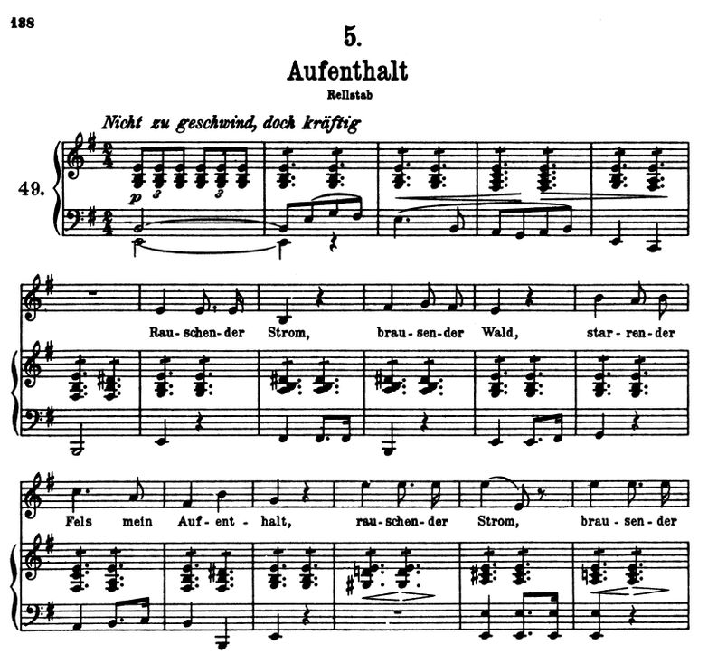 Aufenthalt D.957-5 in E-Moll. F. Schubert. Band I....