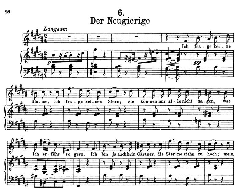 Der Neugierige D.795-6 H Dur. F. Schubert (Die Sch...