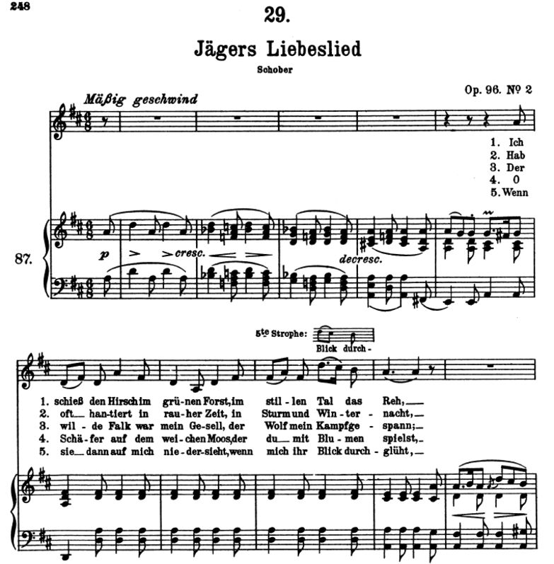 Jägers Liebeslied D.909, D Dur, F. Schubert. Band ...