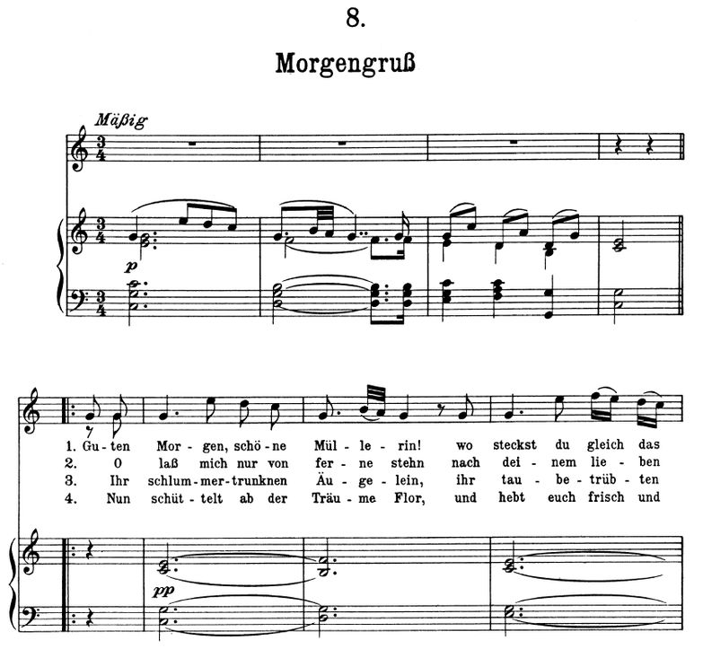 Morgengruss D.795-8 C Dur, F. Schubert (Die Schöne...