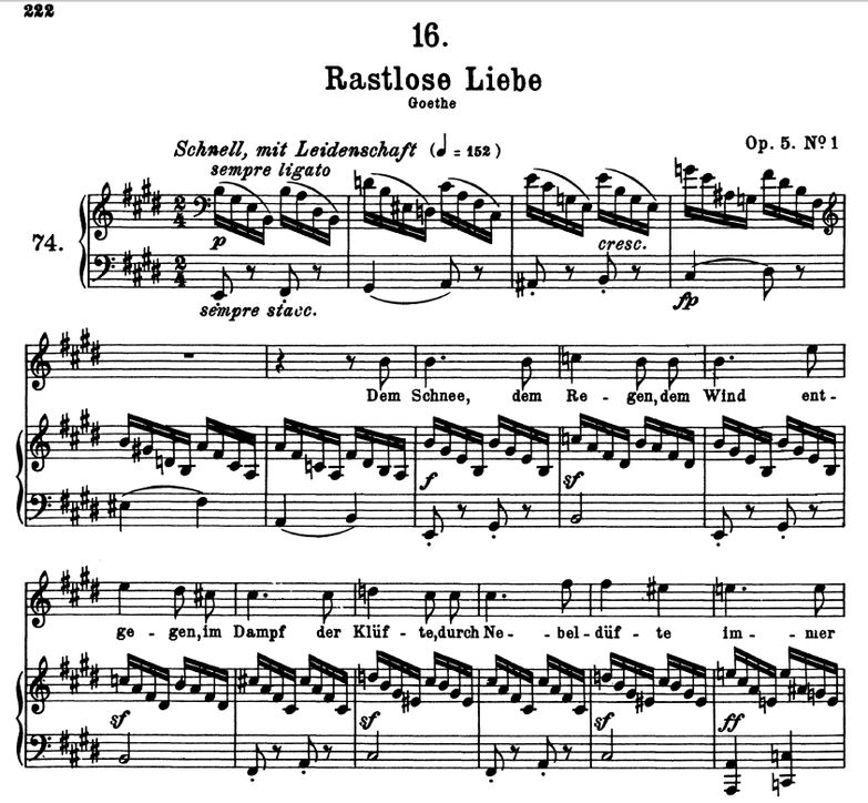 Rastlose Liebe D.138 E Dur, F. Schubert. Band I. P...