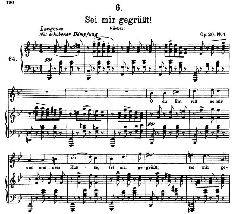 Sei mir gegrüsst! D.741 B Dur, F. Schubert. Band I...