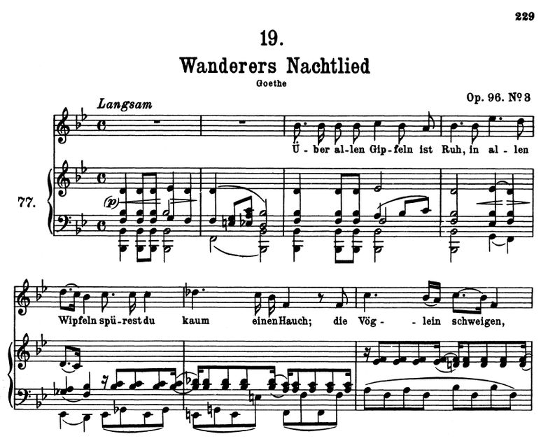 Wanderers Nachtlied II, "über allen Gipfeln ist Ru...