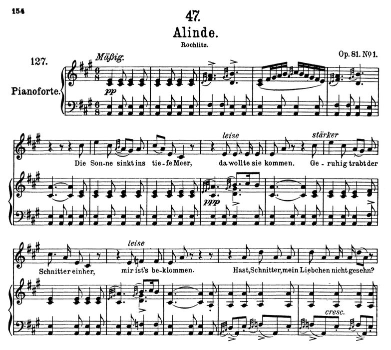 Alinde D.904, A Dur, F. Schubert. Band I. Peters F...