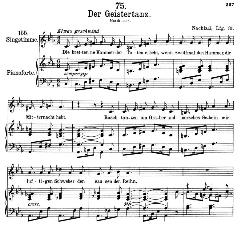 Der Geistertanz D.116 C Moll, F. Schubert. Band I....