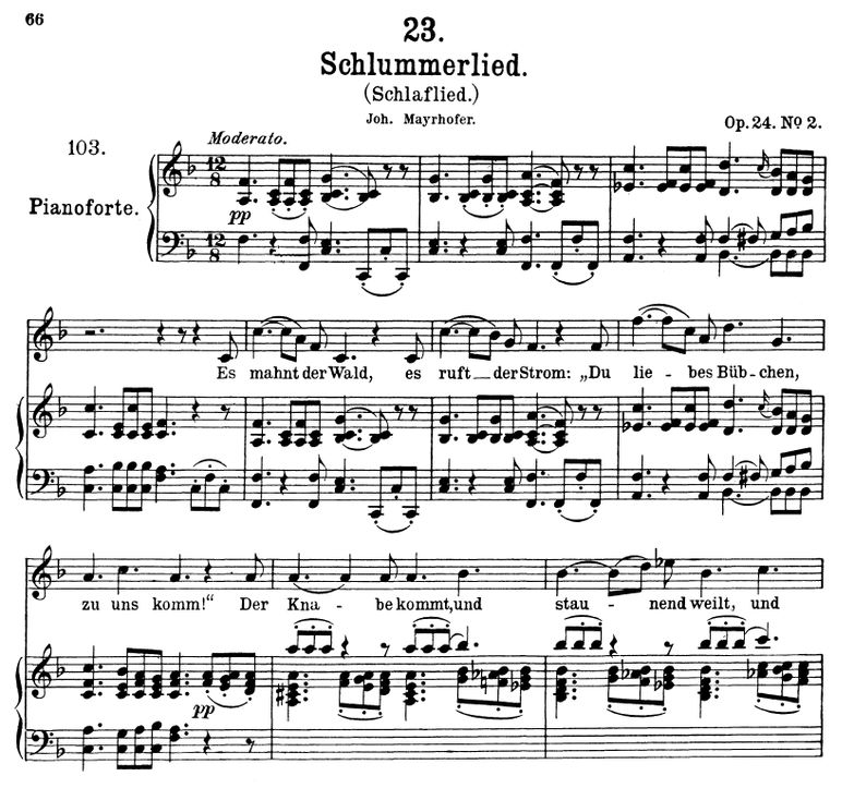 Schlaflied (Schlummerlied) D.527, "Es mahnt der Wa...