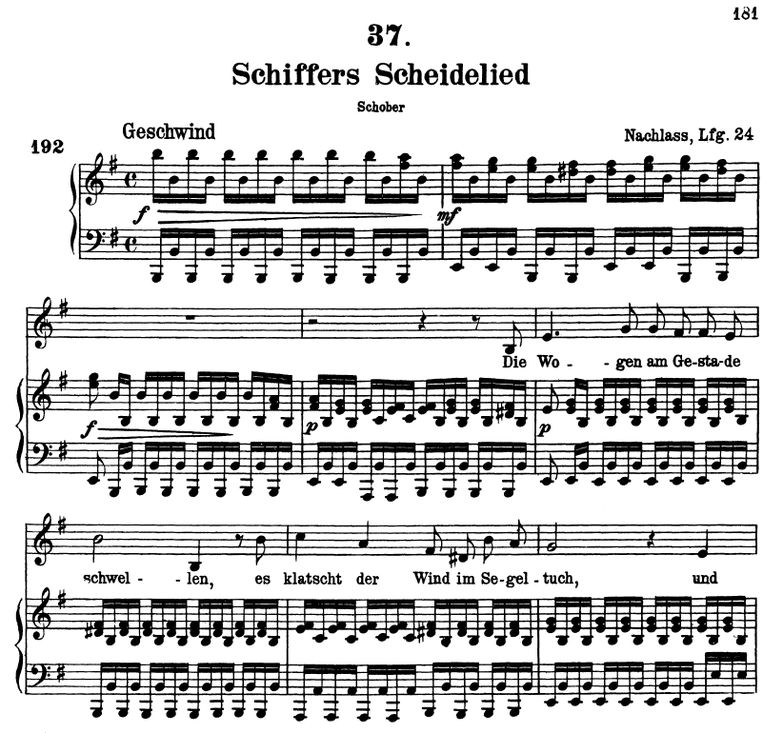 Schiffers Scheidelied D.910 E Moll, F. Schubert. B...