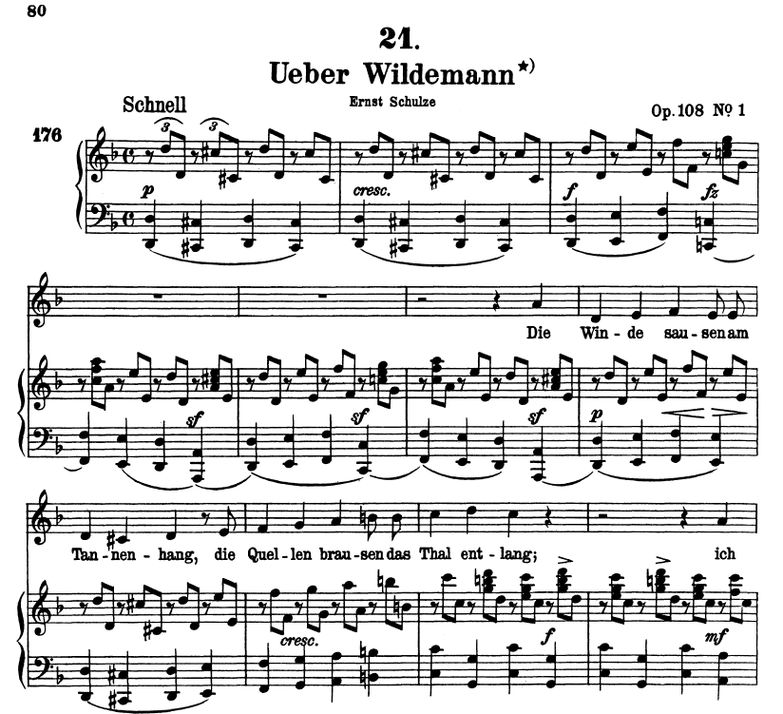 Über Wildemann D.884, D-Moll, F. Schubert. Band II...