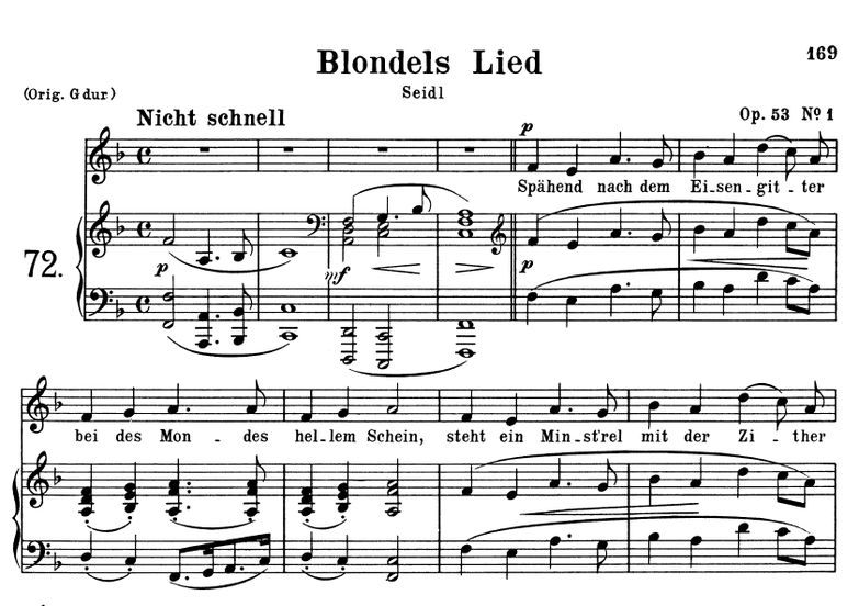 Blondels Lied Op. 53 No.1, F-Dur, R. Schumann. Ban...