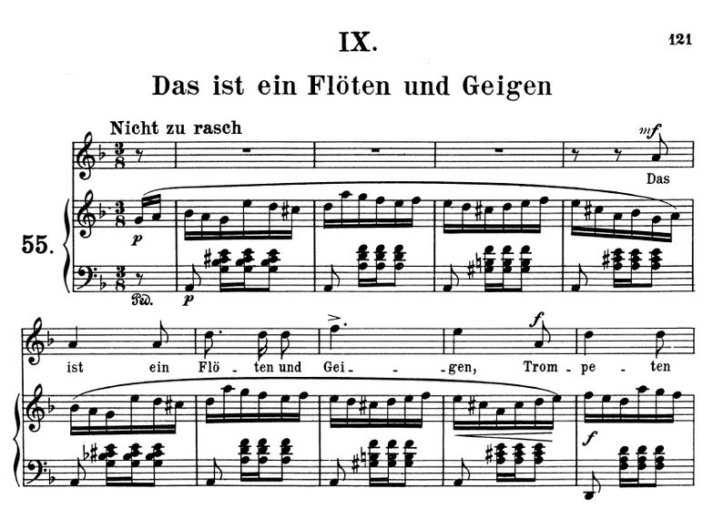 Das ist ein Flöten und Geigen Op. 48 N° 9,  D-moll...