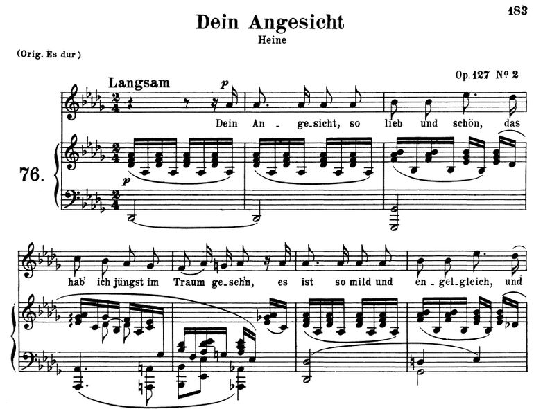 Dein Angesicht Op. 127 No.2, Des-Dur, R. Schumann....