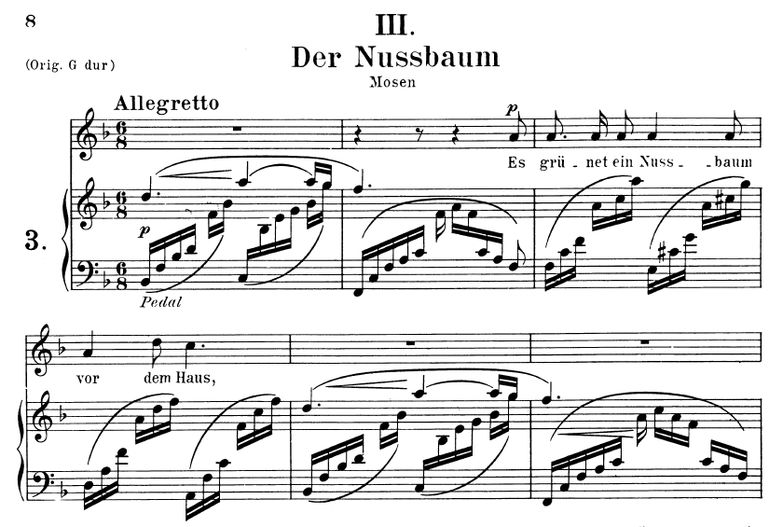Der Nussbaum, Op.25 No.3, F-Dur, R. Schumann. Band...