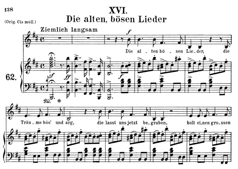 Die alten, bösen Lieder Op. 48 No.16,  H-moll, R. ...