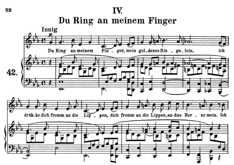Du Ring an meinem Finger Op 42 No. 4, Es-Dur, R.Sc...